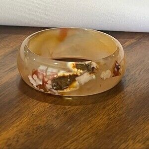 Sakura Agate Bangle - Cherry Blossom Agate Bangle, Natural Sakura Agate